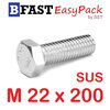 สกรูหัวเหลี่ยมสแตนเลส M22 x 200