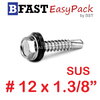 สกรูหัวเหลี่ยมปลายสว่านสแตนเลส SUS #12 x 1.3/8" (3 ตัว/ถุง)