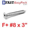 สกรูเกลียวสแตนเลส F+ SUS # 8 X 3" (10 ตัว/ถุง)