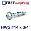 สกรูเกลียวเหล็กหัวเหลี่ยมผ่าติดแหวน HWS #14 x 3/4" (15 ตัว/ถุง)