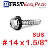 สกรูหัวเหลี่ยมปลายสว่านสแตนเลส SUS #14 x 1.5/8" (2 ตัว/ถุง)