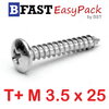 สกรูเกลียวสแตนเลส T+ SUS M3.5 x 25 ( 10ตัว/ถุง)