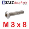 สกรูหัวจมกลมสแตนเลส SUS M3 x 8 ( 10 ตัว/ถุง )