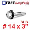 สกรูหัวเหลี่ยมปลายสว่านสแตนเลส SUS #14 x 3" (1 ตัว/ถุง)