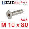 สกรูหัวจมเตเปอร์สแตนเลส SUS M10 x 80 (1 ตัว/ถุง)