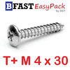สกรูเกลียวสแตนเลส T+ SUS M4 x 30 ( 10ตัว/ถุง)