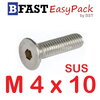 สกรูหัวจมเตเปอร์สแตนเลส SUS M4 x 10 (10 ตัว/ถุง)