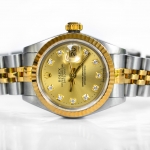 Rolex Date-just Ladysize 2tone Series 6 เบ้าใหญ่ หลักเพชร