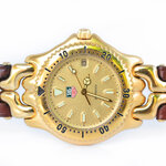 Tag Heuer ก้างปลา King Size Quartz เรือนทอง หน้าทรายทอง สายหนัง