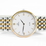 Omega Deville ขอบและสายทอง 18K หลักโรมัน หน้าขาว (Sold)