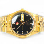 Rado Voyager Day-Date เรือนทอง ขอบหยัก หลักพลอย หน้าดำ