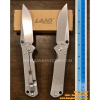 มีด LAND Knife GB-910 Plus ใบเรียบ หมุดฟ้า ด้ามG10ลายใหม่ (ด้ามสแตนเลส)