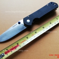 มีด LAND Knife GB-910 Plus ใบเรียบ หมุดฟ้า ด้ามG10ลายใหม่ (ดำ)