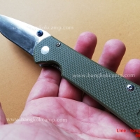 มีด LAND Knife GB-910 Plus ใบเรียบ หมุดฟ้า ด้ามG10ลายใหม่ (เขียว)
