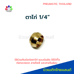 ตาไก่ทองเหลือง ขนาดท่อ 1/4" แบบขันอัด
