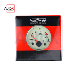 เกจวัดความร้อน 12V หน้าปัดขาว พร้อมเซนเซอร์ ยี่ห้อVeethree