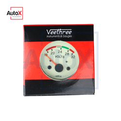 เกจวัดโวลต์ โวลต์มิเตอร์ 24V หน้าปัดสีขาว ยี่ห้อVeethree