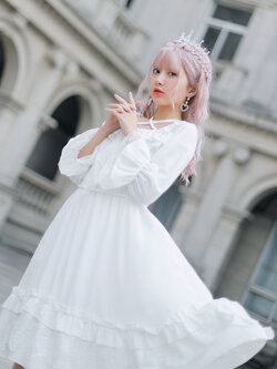 SNBL Girl : พรีออเดอร์ เดรสยาวสีขาวสไตล์ญี่ปุ่นโลลิต้า มีสายไขว้น่ารักๆ (สินค้าเหลือน้อยมากค่ะ) แบรนด์แท้