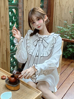 Girly Fancy Club : พรีออเดอร์ เดรสแฟชั่นทรงปล่อยน่ารักๆ แขนยาว แบรนด์แท้