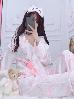 Summer Joy : พรีออเดอร์ ชุดนอนน่ารักๆ พิมพ์ลายกระต่ายตามแบบ มีเชือกผูกด้านข้างหวานๆ (ราคาแยกชิ้น) งานแบรนด์