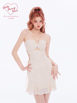 Girly Fancy Club : พรีออเดอร์ เดรสสายเดี่ยวแฟชั่น เว้าด้านข้างเซ็กซี่ งานแบรนด์แท้