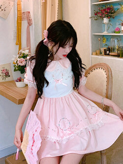 Summer Joy : พรีออเดอร์ เดรสแฟชั่นสไตล์ตุ๊กตาน่ารักๆ มีให้เลือก 2 แบบ แบบฉลุลายหัวใจเปิดหลัง และ แบบธรรมดา แบรนด์แท้