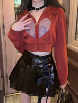 Bobon21 : พรีออเดอร์ กระโปรงหนังแฟชั่นผ่าข้างแต่งสายริบบิ้น แบรนด์แท้