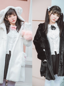 พรีออเดอร์ : เสื้อโค้ทกันหนาวขนนุ่มมีฮูทน่ารักๆ ตามแบบ แขนยาว