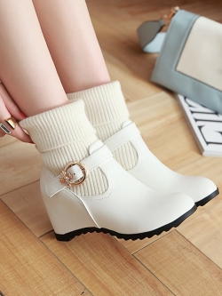 พรีออเดอร์ : รองเท้าบูทตี้ฤดูหนาวสูง 8 ซม. ซับในผ้าขน