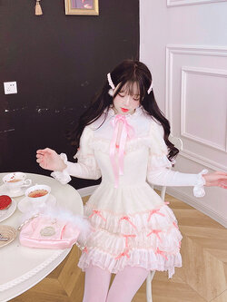 Summer Joy : พรีออเดอร์ เดรสแฟชั่นผ้าขนนุ่มน่ารักๆ แต่งระบายตามแบบ มีให้เลือก 2สี แบรนด์แท้