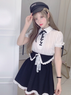 Summer Joy : เสื้อเชิ๊ตแฟชั่นสไตล์ญี่ปุ่นน่ารักๆ สีขาว แขนตุ๊กตา แบรนด์แท้