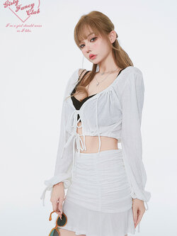 Girly Fancy Club : พรีออเดอร์ กระโปรงทรงเอจับจีบแฟชั่นมีซับใน แบรนด์แท้