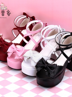 Angelic imprint : พรีออเดอร์ รองเท้าแฟชั่นสไตล์ญี่ปุ่นโลลิต้า แบบหวานน่ารัก หนัง PU รุ่นพื้นสี สูง 9.5 ซม. แบรนด์แท้