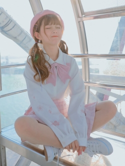 SNBL Girl : เสื้อเชิ๊ตแขนยาวฤดูหนาวปักลายดอกซากุระ ประดับโบว์ชมพูด้านหน้า งานแบรนด์