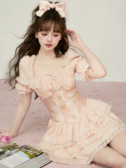 Acaine : พรีออเดอร์ เดรสแฟชั่นสไตล์ฝรั่งเศส แขนสั้น แบรนด์แท้