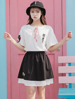 พรีออเดอร์ : กระโปรงแฟชั่นสีดำ มีสายเชือกผูกเอวสไตล์ญี่ปุ่น