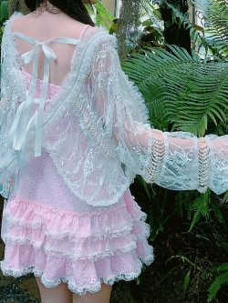 Summer Joy : เสื้อคลุมลูกไม้ประดับลูกปัดสไตล์เจ้าหญิง แบบสวยหวาน มีให้เลือก 2 สี งานแบรนด์