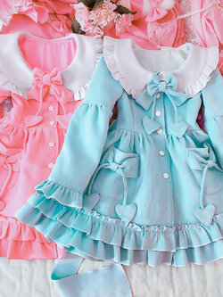 พรีออเดอร์ : ชุดโค้ทโลลิต้าแต่งระบายด้านหลังน่ารักๆ ตามแบบ มีโบว์หัวใจ และสายผูกด้านหลัง มีให้เลือก 5 สี