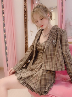 Summer Joy : พรีออเดอร์เสื้อสูทสไตล์ญี่ปุ่น JK รุ่นผ้าด้านหนังมีสายผูกโบว์ (สินค้าเฉพราะสูทไม่รวมอื่นๆ) แบรนด์แท้