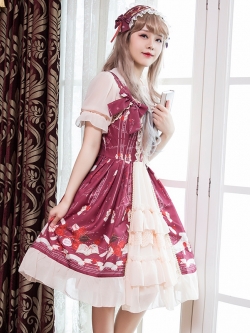 พรีออเดอร์ : เดรสโลลิต้า แขนกุด แบบผ่าหน้าแต่งระบาย (มี 2 สีค่ะ) สินค้าไม่รวมเสื้อตัวใน