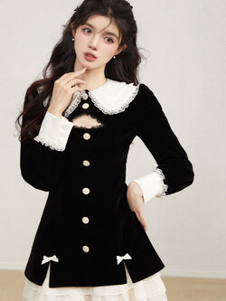 Acaine : พรีออเดอร์ เดรสกำมะหยี่แต่งลูกไม้งานพรี่เมี่ยม แบรนด์แท้