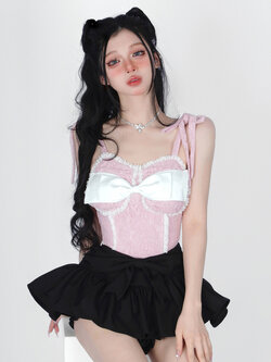 Shaoyeyan : พรีออเดอร์ เสื้อลูกไม้สายผูกไหล่หวานๆ สม็อคหลัง แบรนด์แท้