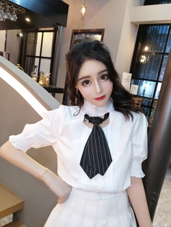 พรีอออเดอร์ : เสื้อเชิ๊ตแฟชั่นสไตล์ญี่ปุ่น JK ฉลุกลางอก+เน็คไท