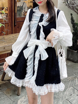 Summer Joy : พรีออเดอร์ เดรสสไตล์โค้ทแฟชั่นติดกระดุมหน้า แขนยาว มีให้เลือก 2สี