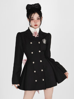 Shaoyeyan : พรีออเดอร์ เสื้อโค้ทสไตล์วิทยาลัย ด้านหลังแต่งโบว์ใหญ่ แบรนด์แท้