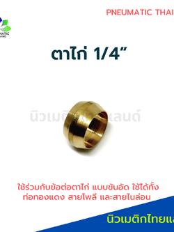 ตาไก่ทองเหลือง ขนาดท่อ 1/4" แบบขันอัด