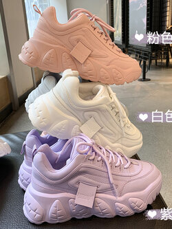 พรีออเดอร์ : รองเท้าผ้าใบสไตล์เกาหลีแบบเรียบโทนสีพาสเทล ส้นสูง 5 ซม. มีให้เลือก 4 สี