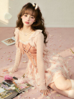 Acaine : พรีออเดอร์ เดรสแฟชั่นสายเดี่ยวแต่งคอร์เซ็ทกระโปรงระบาย แบรนด์แท้