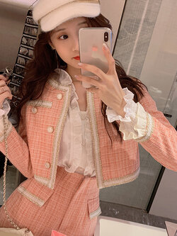 Palglg : พรีออเดอร์ เสื้อสูทแขนยาวแฟชั่นสไตล์เกาหลีแต่งกระดุมด้านหน้าตามแบบ งานแบรนด์