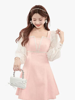 Palglg : พรีออเดอร์ เดรสแฟชั่นสไตล์หวานแขนยาวลูกไม้ แบรนด์แท้